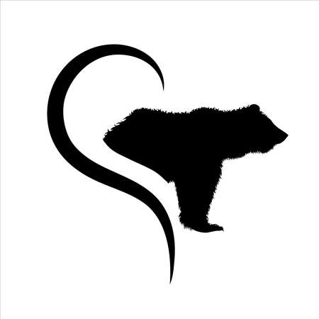 Vector illustration of heart with bear. Symbol of grizzly, care and love for animals.のイラスト素材