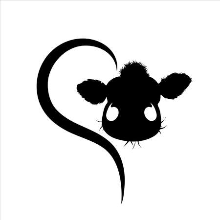 Vector illustration of heart with cow. Symbol of cattle, care and love for animals.のイラスト素材
