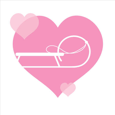Vector illustration of heart with sledge. Symbol of winter sport, care and love.のイラスト素材
