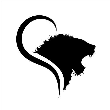 Vector illustration of heart with lion. Symbol of predator, care and love for animals.のイラスト素材