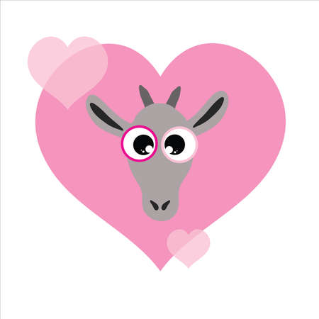 Vector illustration of heart with goat. Symbol of animal, care and love.のイラスト素材
