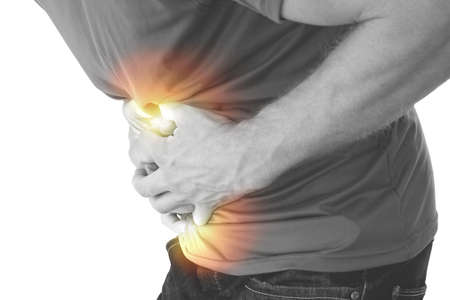 Man suffering from abdominal pain.の写真素材