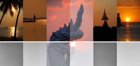 Travel concept with sunset stories collectionの写真素材