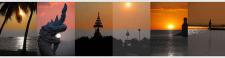 Travel concept with sunset stories collectionの写真素材