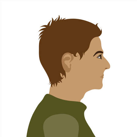 Vector illustration of man by profile. Symbol of adult and person.のイラスト素材
