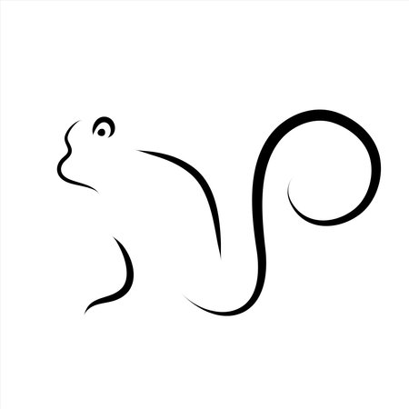 Vector illustration of monkey painted with simple lines. Symbol of wild animal and safari.のイラスト素材