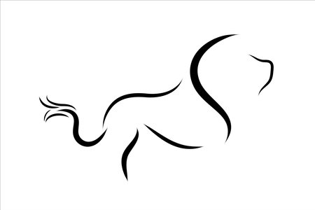 Vector illustration of lion painted with simple lines. Symbol of wild animal and safari.のイラスト素材