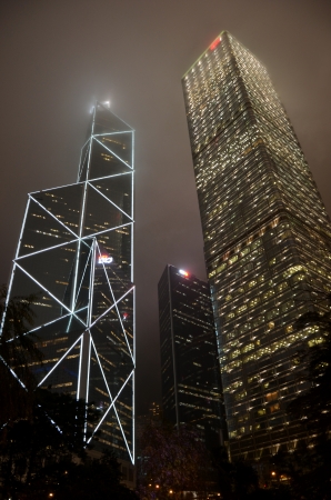 Hong Kong city at nightの写真素材