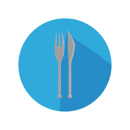 Flat Icon Fork and Knife With Long Shadow For Travel and Hotelのイラスト素材