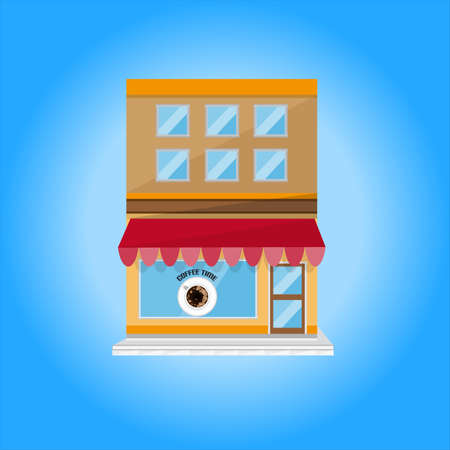 Flat Street Shop Building With Big Window And Door For Web Usage And Brochuresのイラスト素材