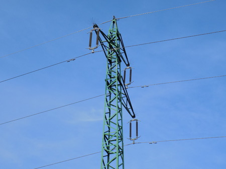 Power line column and blue sky