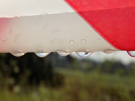 Rain drops on safety tapeの写真素材