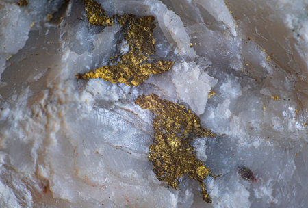 Chalcopyrite on quartz looks like goldの写真素材