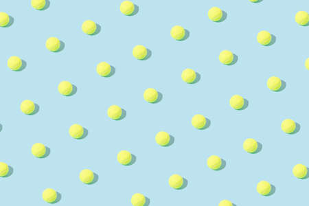 Pattern made of yellow tennis balls. Minimal concept.の写真素材