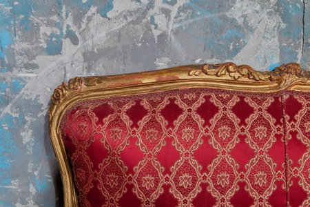 Old abandoned vintage interior with broken sofa. Elementの写真素材