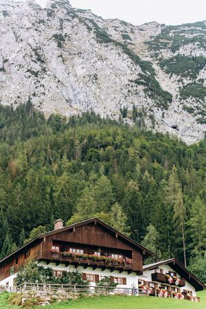 Germany, Munich - September 02, 2013. Beautiful Bavarian village on a sunriseのeditorial素材