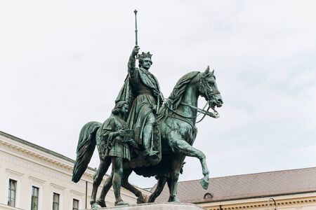 Germany, Munich - September 01, 2013. A monument of Ludwig the 1st of Bavaria, in the Leopoldstrasse.のeditorial素材