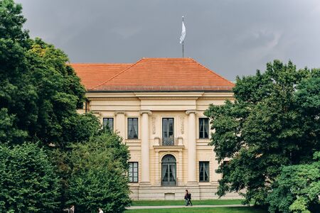 Germany, Munich - September 01, 2013. Beautiful Bavarian village on a sunriseのeditorial素材