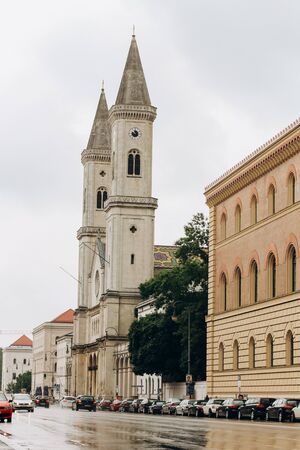 Germany, Munich - September 01, 2013. Neo gothic architecture. Munchen city government building or residence.のeditorial素材