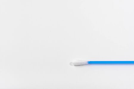 Cotton swab on a white background. Copy space. Space for textの写真素材