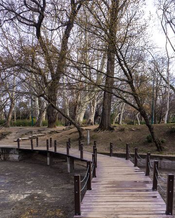 Small bridge over riverの写真素材