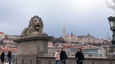 Budapest Hungary 03 15 2019 The Matthias Church in Budapest from the Chain Bridgeのeditorial素材