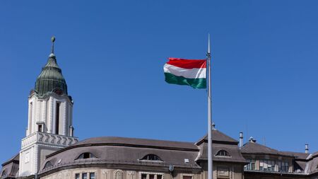Hungary flag in debrecen hungary.の写真素材