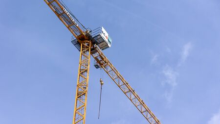 Gyor Hungary 12 05 2019 a liebherr crane while working