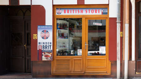 Gyor Hungary 06 30 2019: Shop window of a British store.