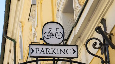 Entrance of the bicycle parking garage building.の写真素材