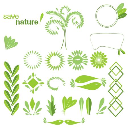 Set of green vector, save nature.のイラスト素材
