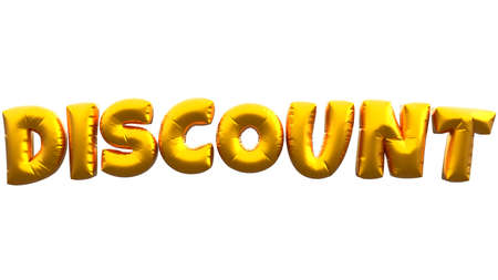 3D Gold Balloons Discount. a deduction from the usual cost of something, typically given for prompt or advance payment or to a special category of buyers.の写真素材