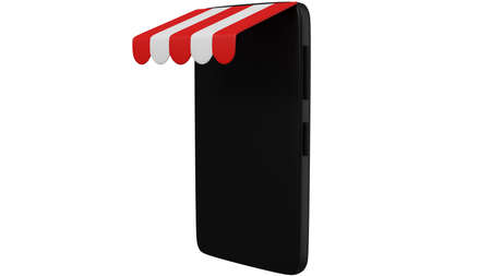 A 3D Blank Black Handphone shop. sometimes shortened to simply mobile, cell or just phone, is a portable telephone that can make and receive calls over a radio frequency linkの写真素材