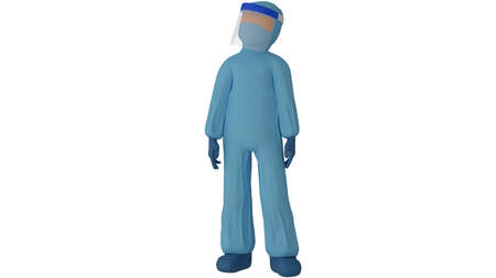 A 3D Rendering Cartoon Personal Protective Equipment Looking Up. is equipment worn to minimize exposure to hazards that cause serious workplace injuriesの写真素材