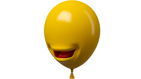 3D Rendering Cartoon Balloon Smile.  A balloon is a flexible bag that can be inflated with a gas.の写真素材