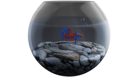 A 3D Rendering Faceless Cute Cartoon Orange Blue Fish. The fish is a popular fish in the aquarium trade.の写真素材