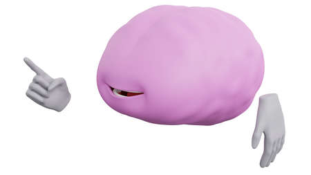 3D cartoon Character of Brain Talking with Smile. Brain has the ability to think.