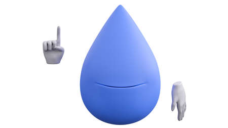 A 3D Cartoon Water Character Getting An Ideaの写真素材