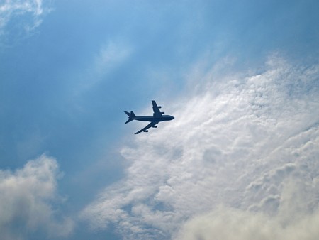 Plane in the skyの写真素材