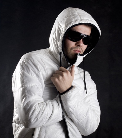 Portrait of the man in sun glassesの写真素材