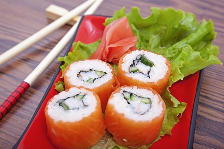 Photo of a rolled and sushiの写真素材