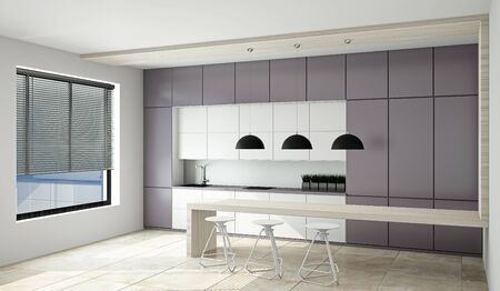 Modern kitchen in the style of minimalism. 3D renderingの写真素材