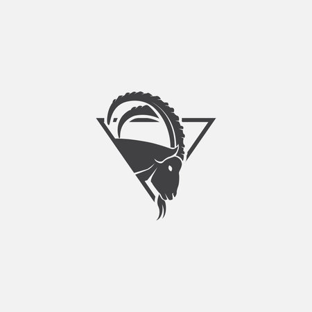 head of a goat in a triangle on a white background. vector illustrationの写真素材