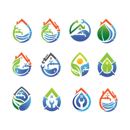 Set of Eco House logo designs vector, Water House logo design templateの写真素材