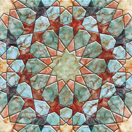 seamless arabesque tile in colored marble effect