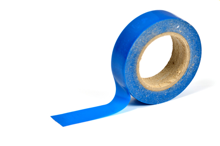 Coil colored tape (insulating tape) on white backgroundの写真素材