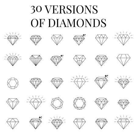 30 Diamond  icons set, designのイラスト素材