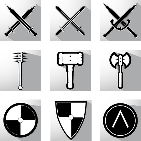 Vector set medieval weapon iconsのイラスト素材