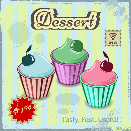 Set of icons with the image of desserts, smoothies, cream and other sweets, For your design.のイラスト素材