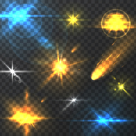 light effects, realistic lighting effect , light glow effect , vector glow luminescence for design, illustration of a set of light and glow effect,  Glowing stars,  Lights and Sparkles  effect,のイラスト素材